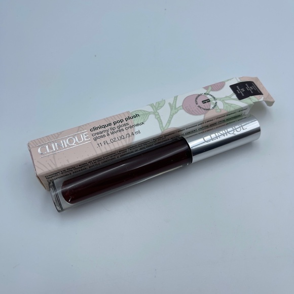 NEW in box Clinique Pop Plush Creamy Lip Gloss #01 Black Honey Pop ~ Full Size - Picture 1 of 6